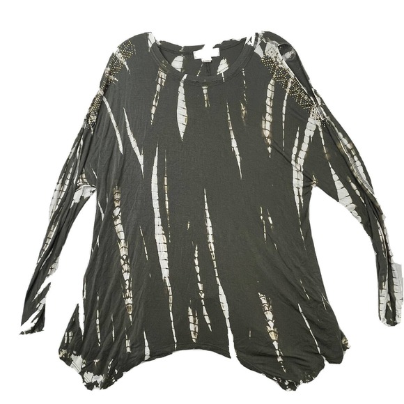 Knox Rose Women’s‎ Size Large Studded Cold Shoulder Jersey Knit Blouse Top - Picture 1 of 12